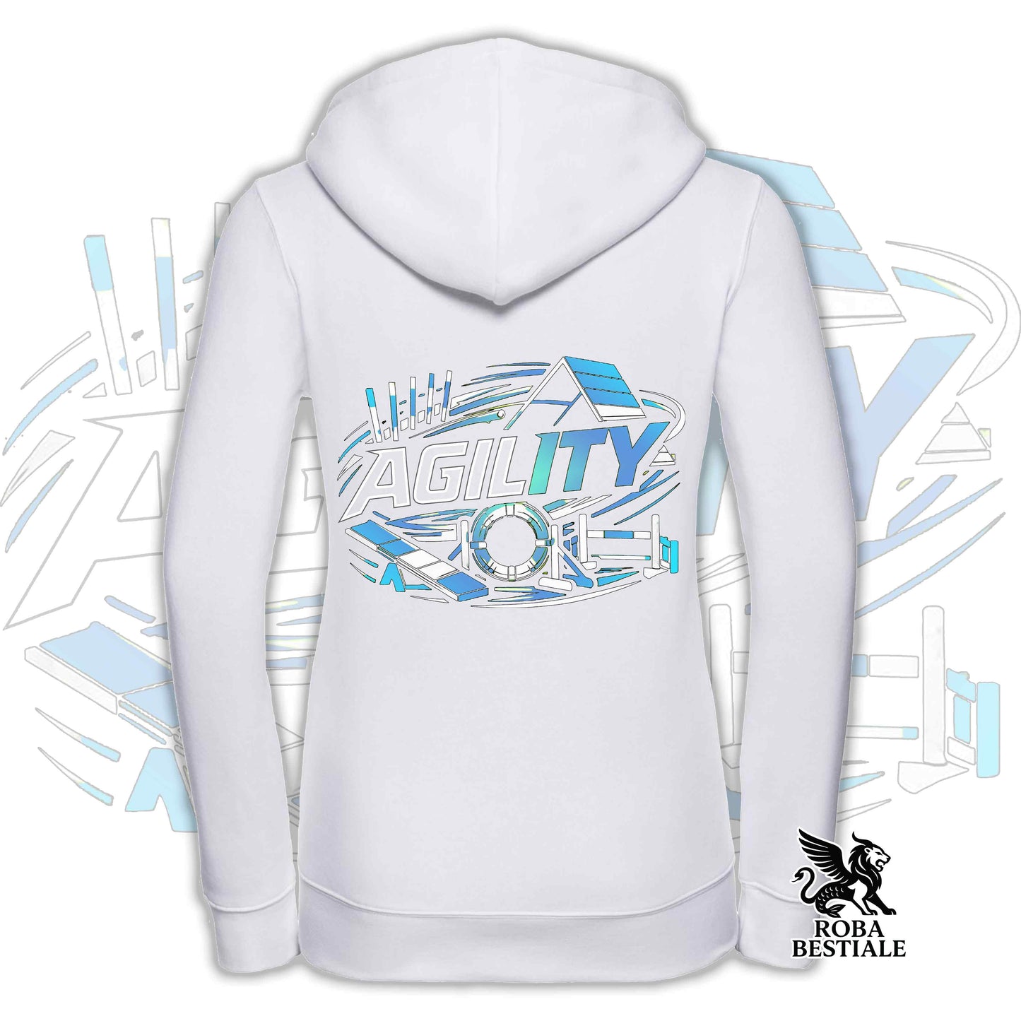 Felpa PURE AGILITY - Stampa BLUE - Con Cappuccio e Full Zip, Uomo o Donna, in tanti colori - dalla XS alla 5XL