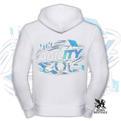 Felpa PURE AGILITY - Stampa BLUE - Con Cappuccio e Full Zip, Uomo o Donna, in tanti colori - dalla XS alla 5XL