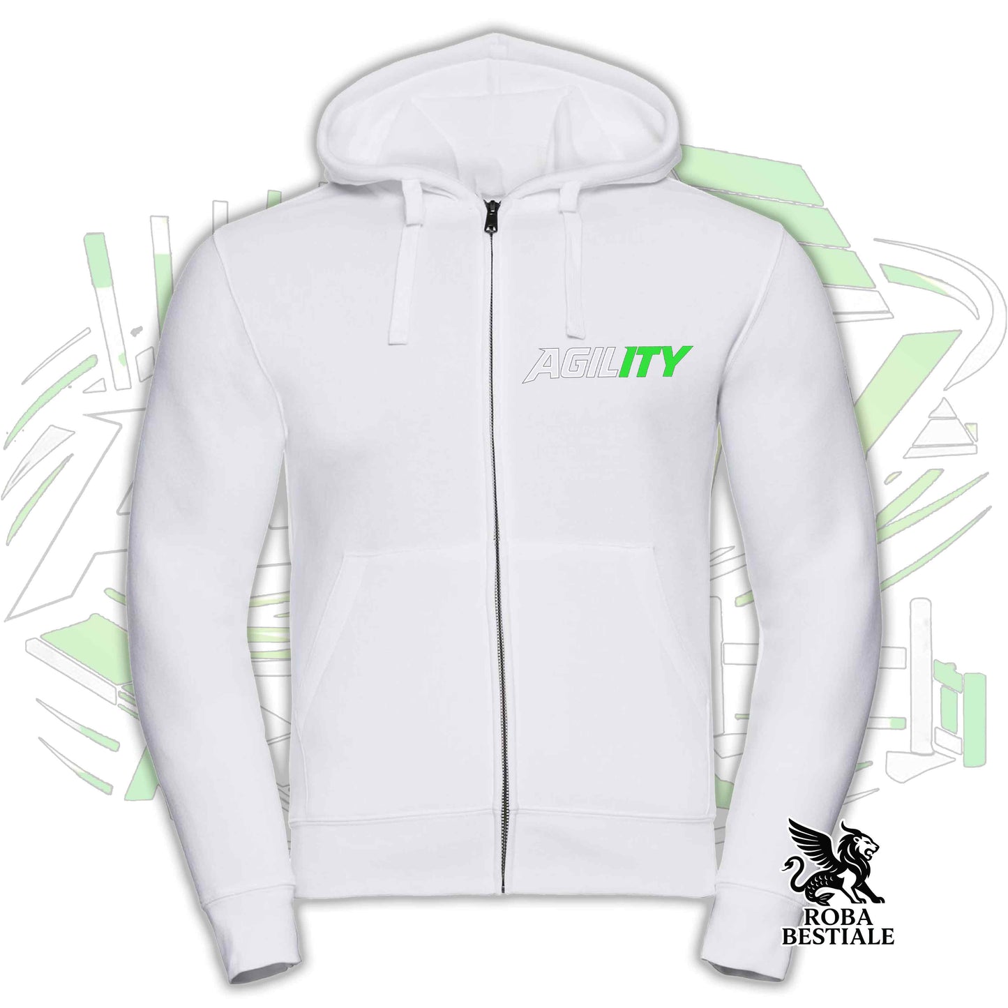 PURE AGILITY Hoodie - GREEN Print - Hooded and Full Zip, Men or Women, in many colors - from XS to 5XL