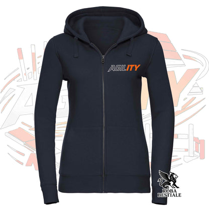 Felpa PURE AGILITY - Stampa ARANCIONE - Con Cappuccio e Full Zip, Uomo o Donna, in tanti colori - dalla XS alla 5XL
