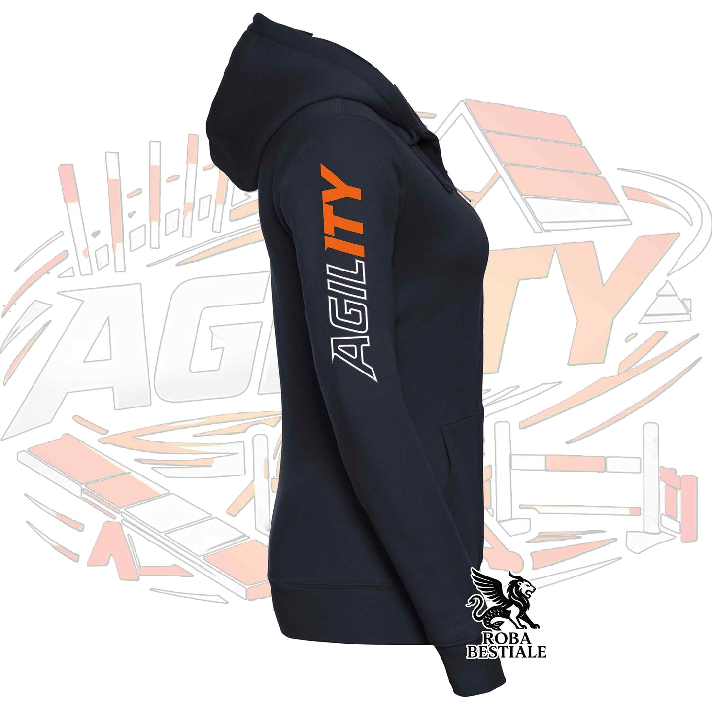 Felpa PURE AGILITY - Stampa ARANCIONE - Con Cappuccio e Full Zip, Uomo o Donna, in tanti colori - dalla XS alla 5XL