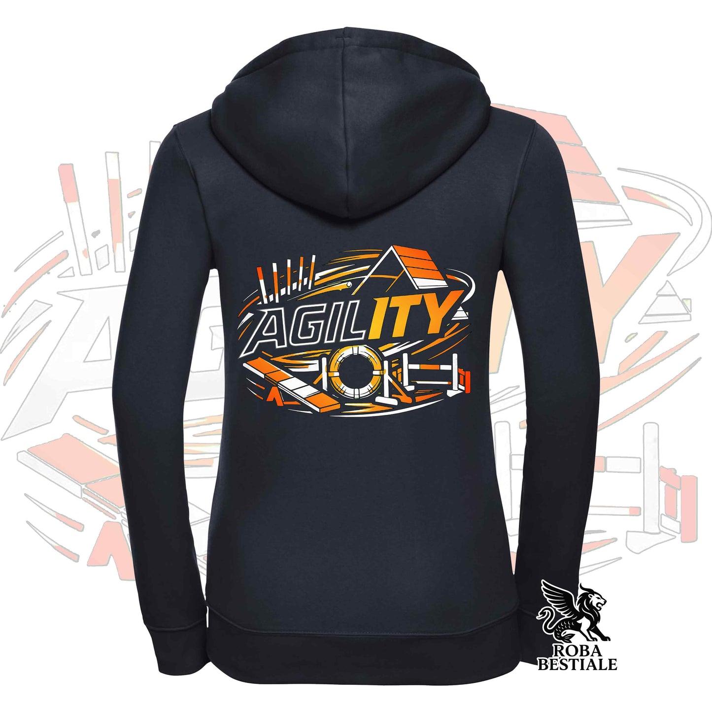 Felpa PURE AGILITY - Stampa ARANCIONE - Con Cappuccio e Full Zip, Uomo o Donna, in tanti colori - dalla XS alla 5XL