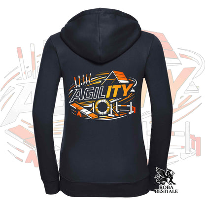 Felpa PURE AGILITY - Stampa ARANCIONE - Con Cappuccio e Full Zip, Uomo o Donna, in tanti colori - dalla XS alla 5XL