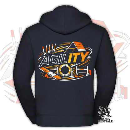 Felpa PURE AGILITY - Stampa ARANCIONE - Con Cappuccio e Full Zip, Uomo o Donna, in tanti colori - dalla XS alla 5XL