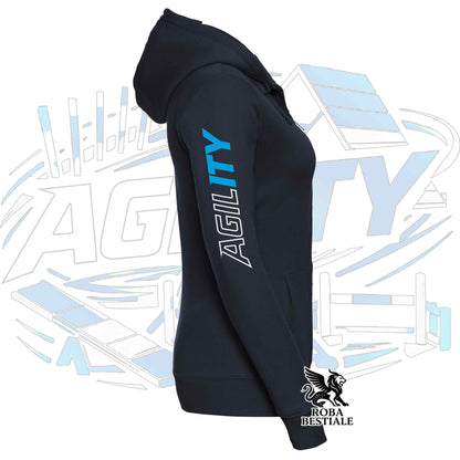 Felpa PURE AGILITY - Stampa BLUE - Con Cappuccio e Full Zip, Uomo o Donna, in tanti colori - dalla XS alla 5XL