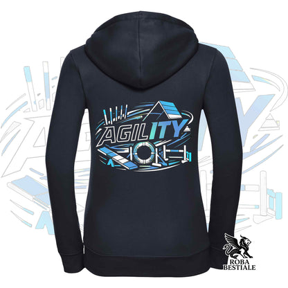 Felpa PURE AGILITY - Stampa BLUE - Con Cappuccio e Full Zip, Uomo o Donna, in tanti colori - dalla XS alla 5XL