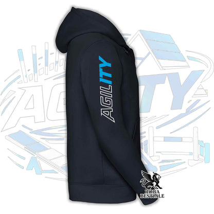 Felpa PURE AGILITY - Stampa BLUE - Con Cappuccio e Full Zip, Uomo o Donna, in tanti colori - dalla XS alla 5XL