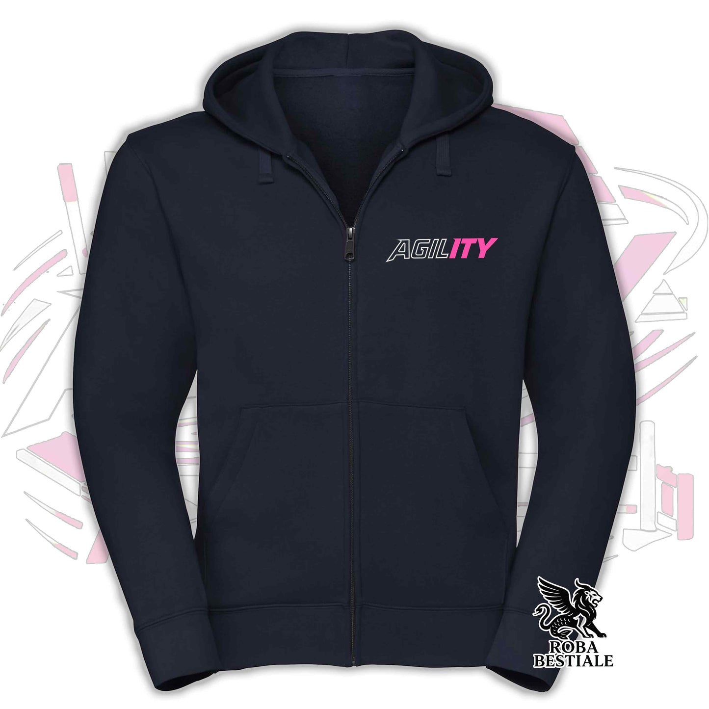 PURE AGILITY Sweatshirt - PINK Print - Hooded and Full Zip, Men or Women, in many colors - from XS to 5XL