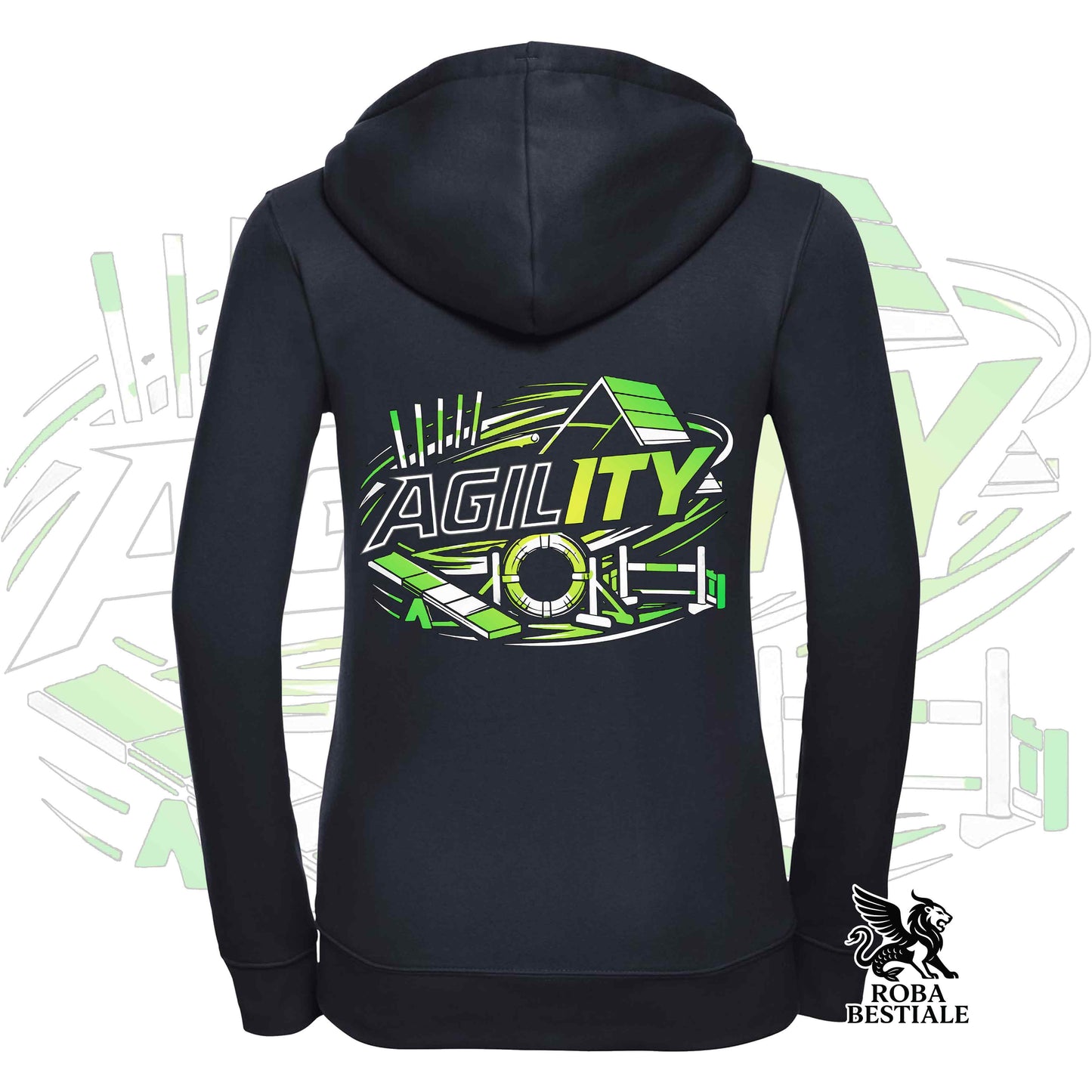 PURE AGILITY Hoodie - GREEN Print - Hooded and Full Zip, Men or Women, in many colors - from XS to 5XL