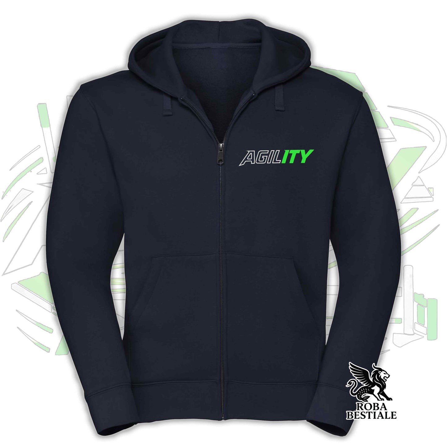 PURE AGILITY Hoodie - GREEN Print - Hooded and Full Zip, Men or Women, in many colors - from XS to 5XL