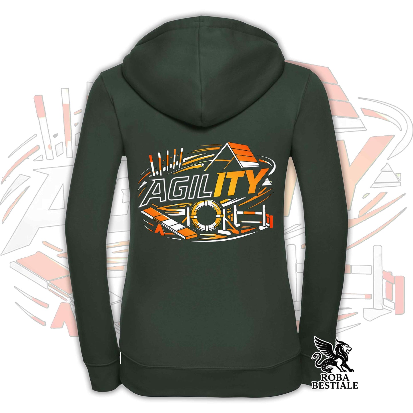 Felpa PURE AGILITY - Stampa ARANCIONE - Con Cappuccio e Full Zip, Uomo o Donna, in tanti colori - dalla XS alla 5XL