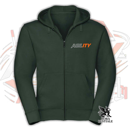 Felpa PURE AGILITY - Stampa ARANCIONE - Con Cappuccio e Full Zip, Uomo o Donna, in tanti colori - dalla XS alla 5XL