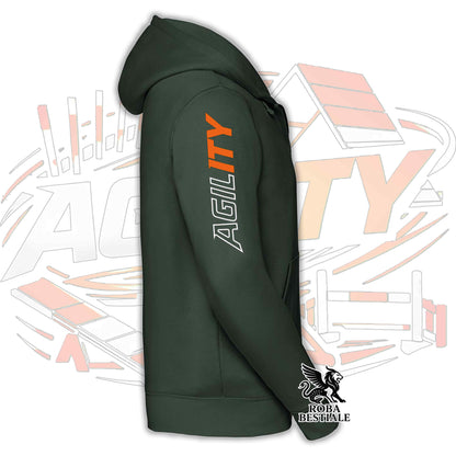 Felpa PURE AGILITY - Stampa ARANCIONE - Con Cappuccio e Full Zip, Uomo o Donna, in tanti colori - dalla XS alla 5XL