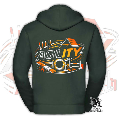 Felpa PURE AGILITY - Stampa ARANCIONE - Con Cappuccio e Full Zip, Uomo o Donna, in tanti colori - dalla XS alla 5XL