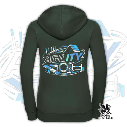 Felpa PURE AGILITY - Stampa BLUE - Con Cappuccio e Full Zip, Uomo o Donna, in tanti colori - dalla XS alla 5XL