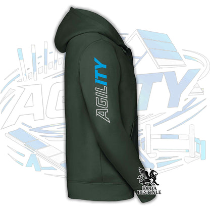 Felpa PURE AGILITY - Stampa BLUE - Con Cappuccio e Full Zip, Uomo o Donna, in tanti colori - dalla XS alla 5XL