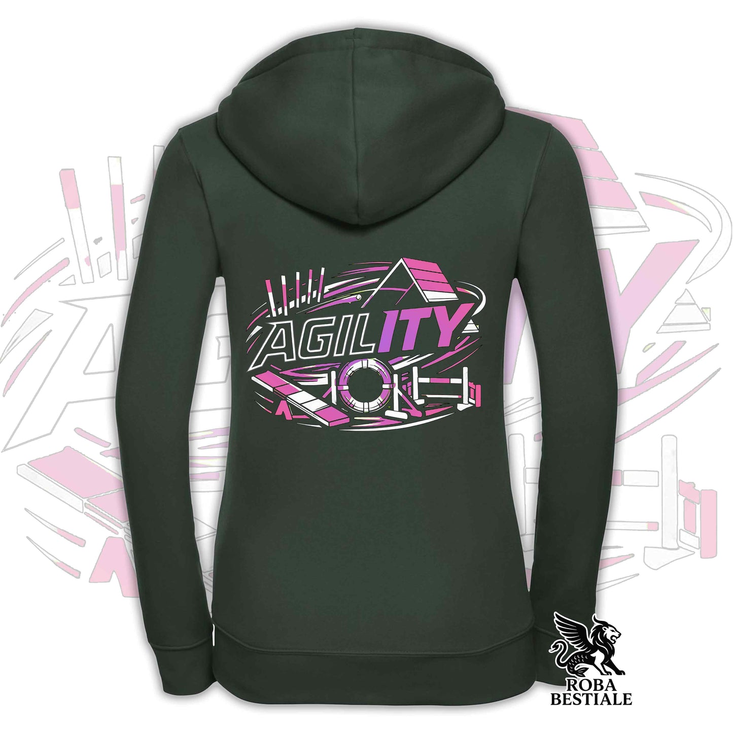 PURE AGILITY Sweatshirt - PINK Print - Hooded and Full Zip, Men or Women, in many colors - from XS to 5XL