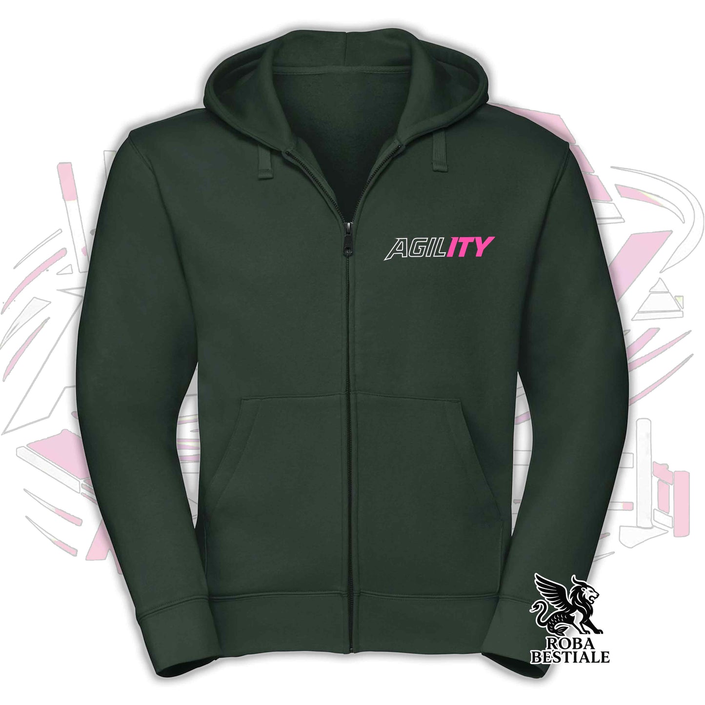 PURE AGILITY Sweatshirt - PINK Print - Hooded and Full Zip, Men or Women, in many colors - from XS to 5XL