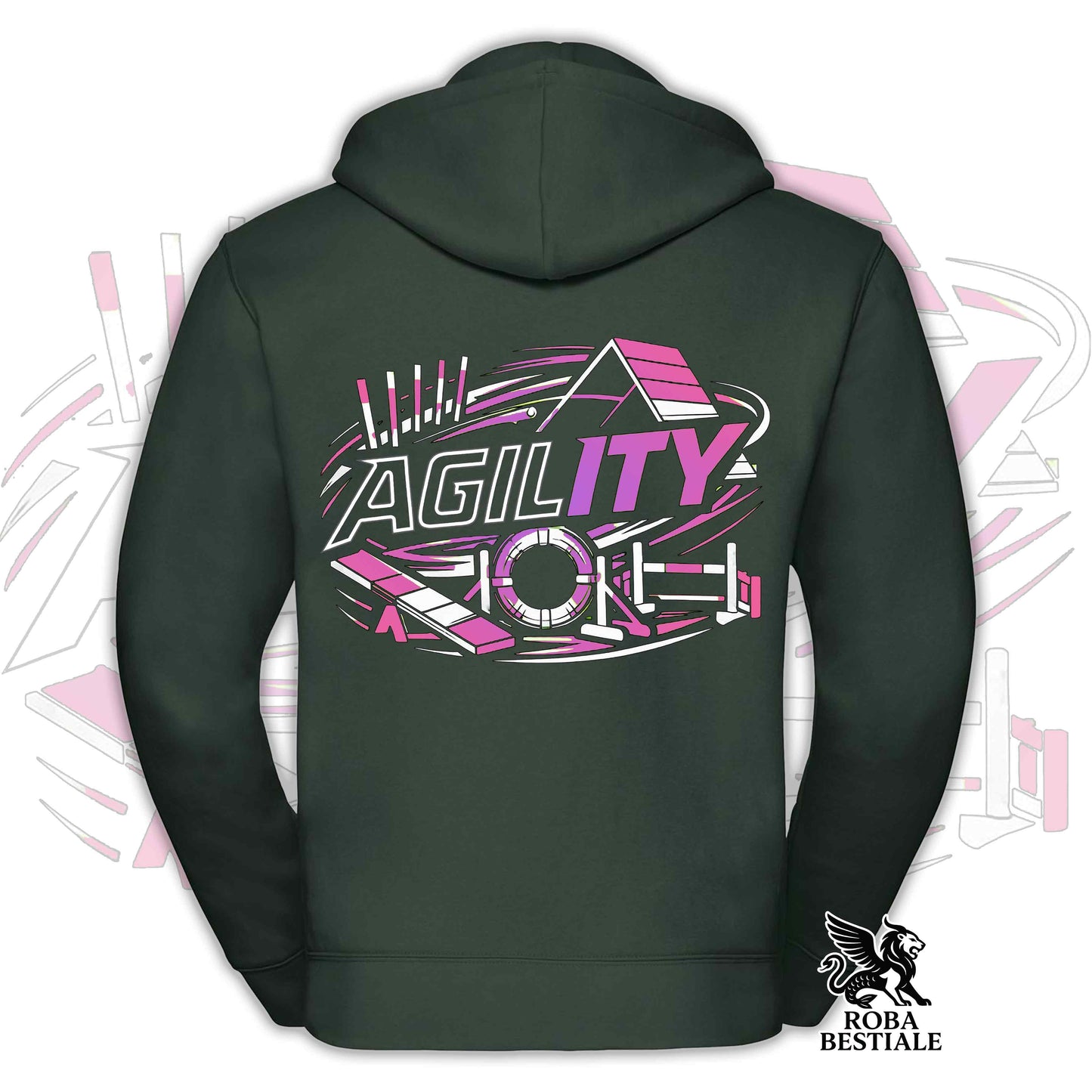 PURE AGILITY Sweatshirt - PINK Print - Hooded and Full Zip, Men or Women, in many colors - from XS to 5XL