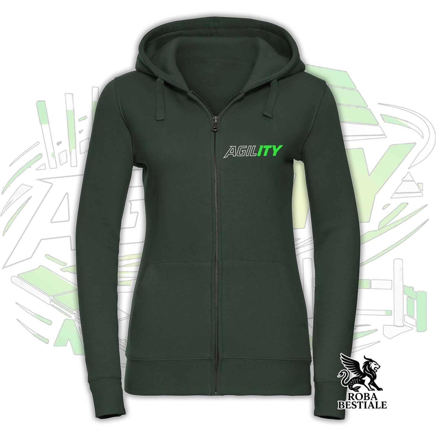 PURE AGILITY Hoodie - GREEN Print - Hooded and Full Zip, Men or Women, in many colors - from XS to 5XL