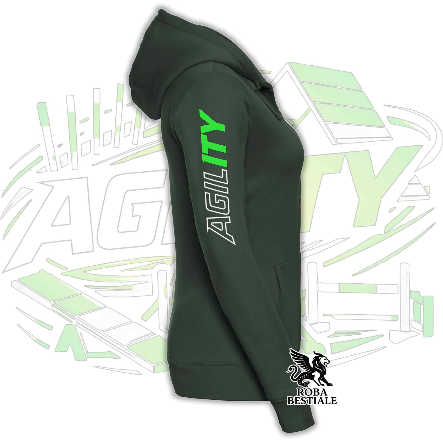 PURE AGILITY Hoodie - GREEN Print - Hooded and Full Zip, Men or Women, in many colors - from XS to 5XL