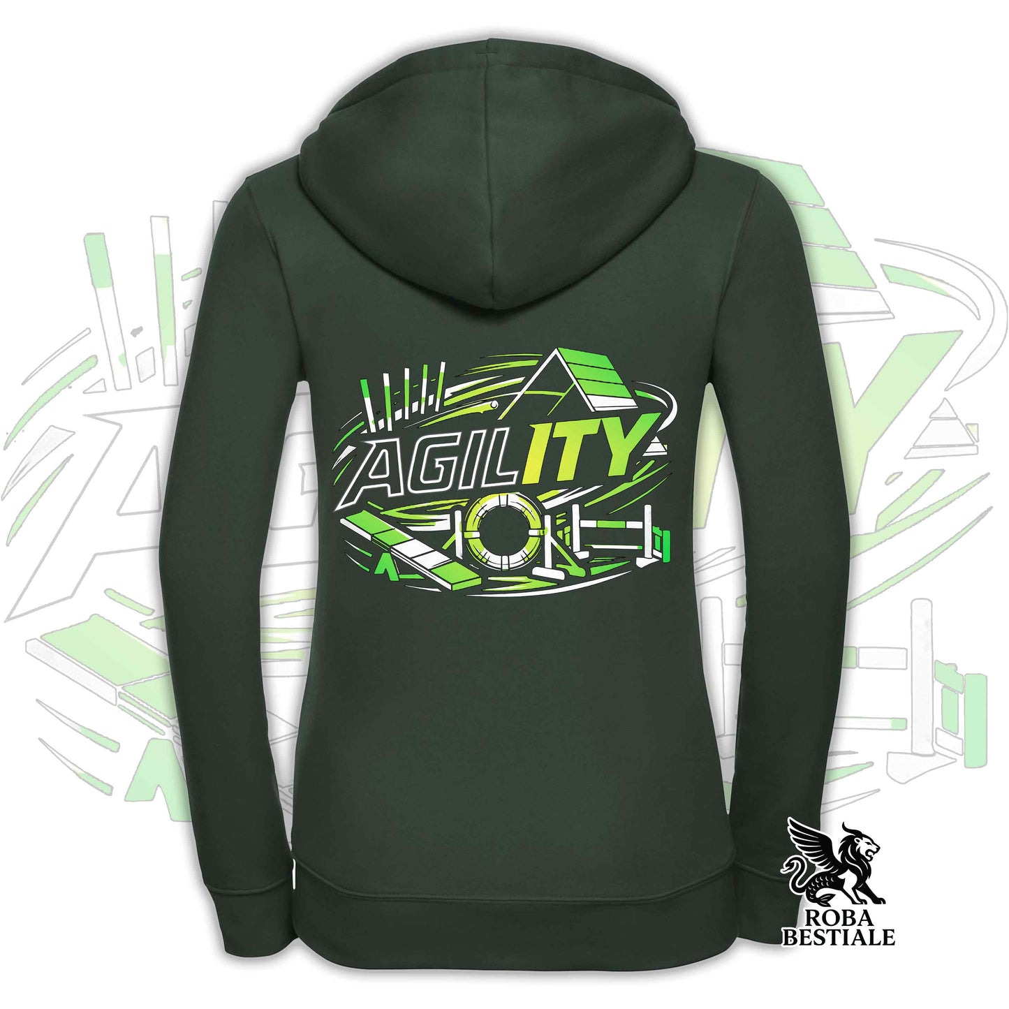 PURE AGILITY Hoodie - GREEN Print - Hooded and Full Zip, Men or Women, in many colors - from XS to 5XL