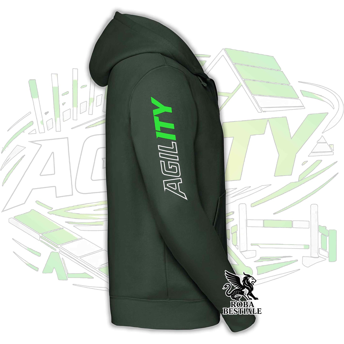 PURE AGILITY Hoodie - GREEN Print - Hooded and Full Zip, Men or Women, in many colors - from XS to 5XL