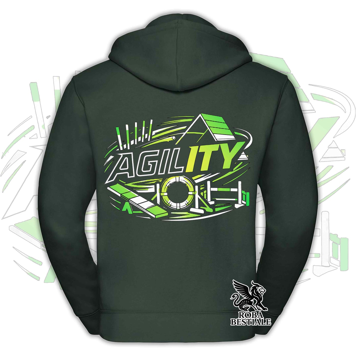 PURE AGILITY Hoodie - GREEN Print - Hooded and Full Zip, Men or Women, in many colors - from XS to 5XL