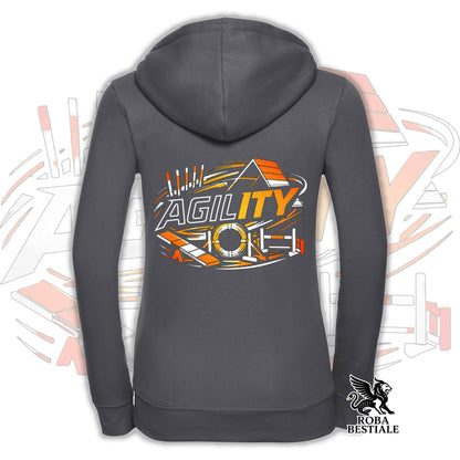 Felpa PURE AGILITY - Stampa ARANCIONE - Con Cappuccio e Full Zip, Uomo o Donna, in tanti colori - dalla XS alla 5XL