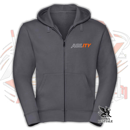 Felpa PURE AGILITY - Stampa ARANCIONE - Con Cappuccio e Full Zip, Uomo o Donna, in tanti colori - dalla XS alla 5XL