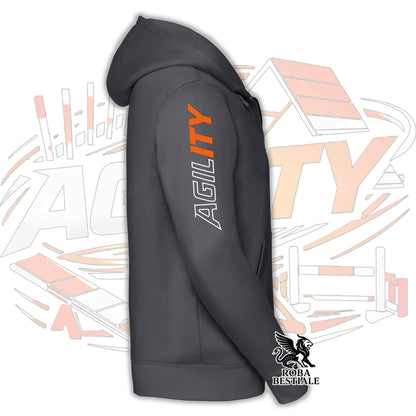 Felpa PURE AGILITY - Stampa ARANCIONE - Con Cappuccio e Full Zip, Uomo o Donna, in tanti colori - dalla XS alla 5XL