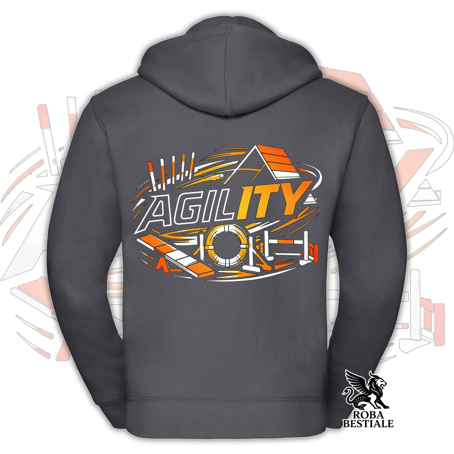 Felpa PURE AGILITY - Stampa ARANCIONE - Con Cappuccio e Full Zip, Uomo o Donna, in tanti colori - dalla XS alla 5XL