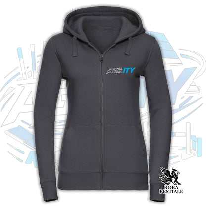 Felpa PURE AGILITY - Stampa BLUE - Con Cappuccio e Full Zip, Uomo o Donna, in tanti colori - dalla XS alla 5XL