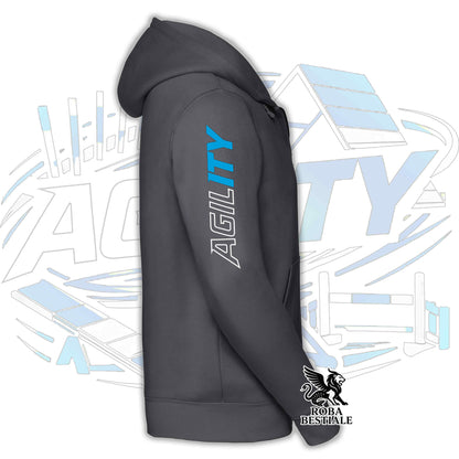 Felpa PURE AGILITY - Stampa BLUE - Con Cappuccio e Full Zip, Uomo o Donna, in tanti colori - dalla XS alla 5XL