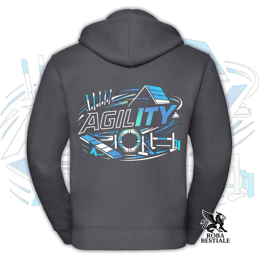 Felpa PURE AGILITY - Stampa BLUE - Con Cappuccio e Full Zip, Uomo o Donna, in tanti colori - dalla XS alla 5XL