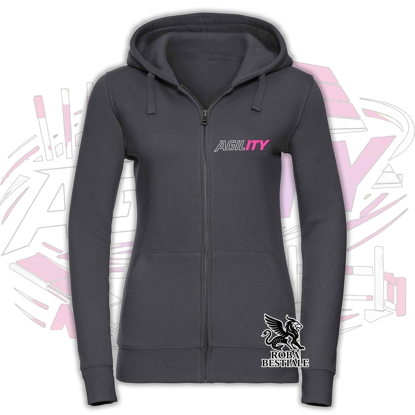 PURE AGILITY Sweatshirt - PINK Print - Hooded and Full Zip, Men or Women, in many colors - from XS to 5XL