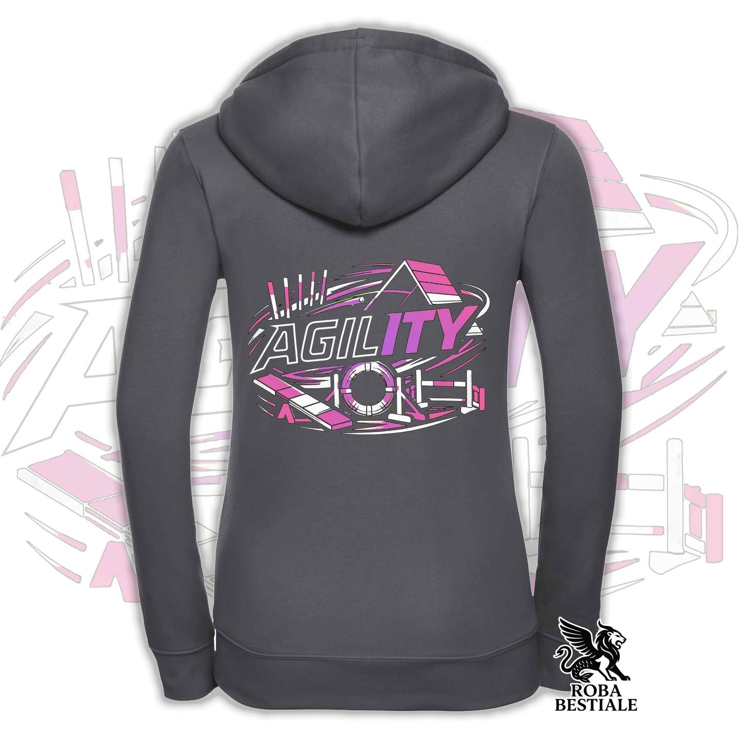 PURE AGILITY Sweatshirt - PINK Print - Hooded and Full Zip, Men or Women, in many colors - from XS to 5XL