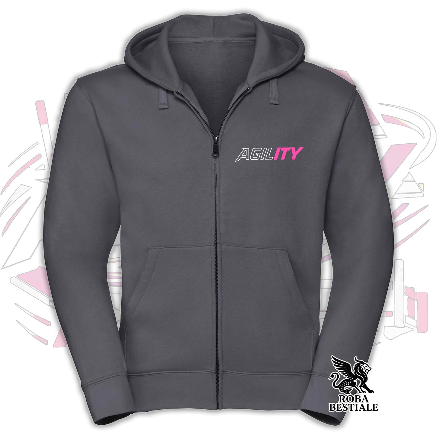 PURE AGILITY Sweatshirt - PINK Print - Hooded and Full Zip, Men or Women, in many colors - from XS to 5XL