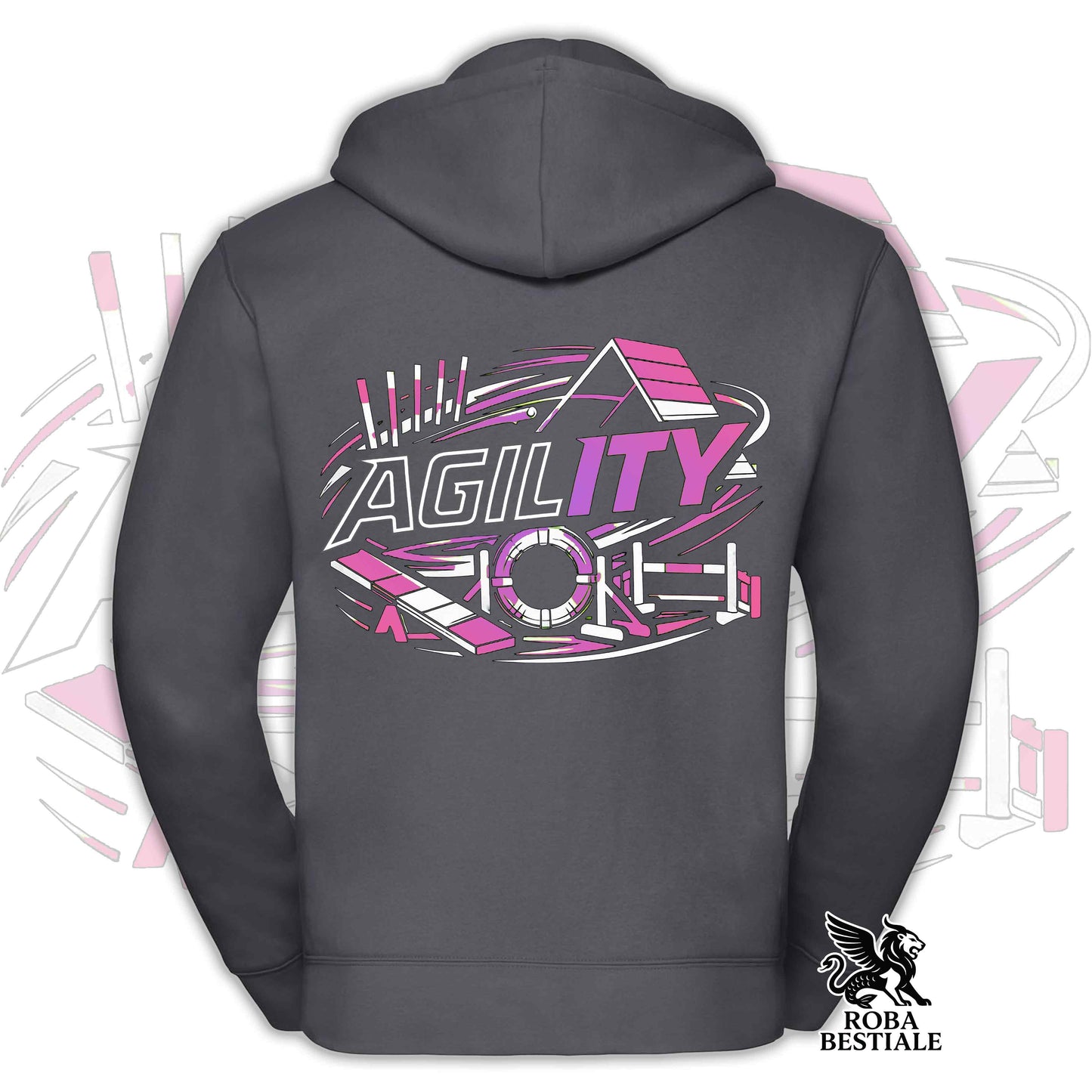 PURE AGILITY Sweatshirt - PINK Print - Hooded and Full Zip, Men or Women, in many colors - from XS to 5XL