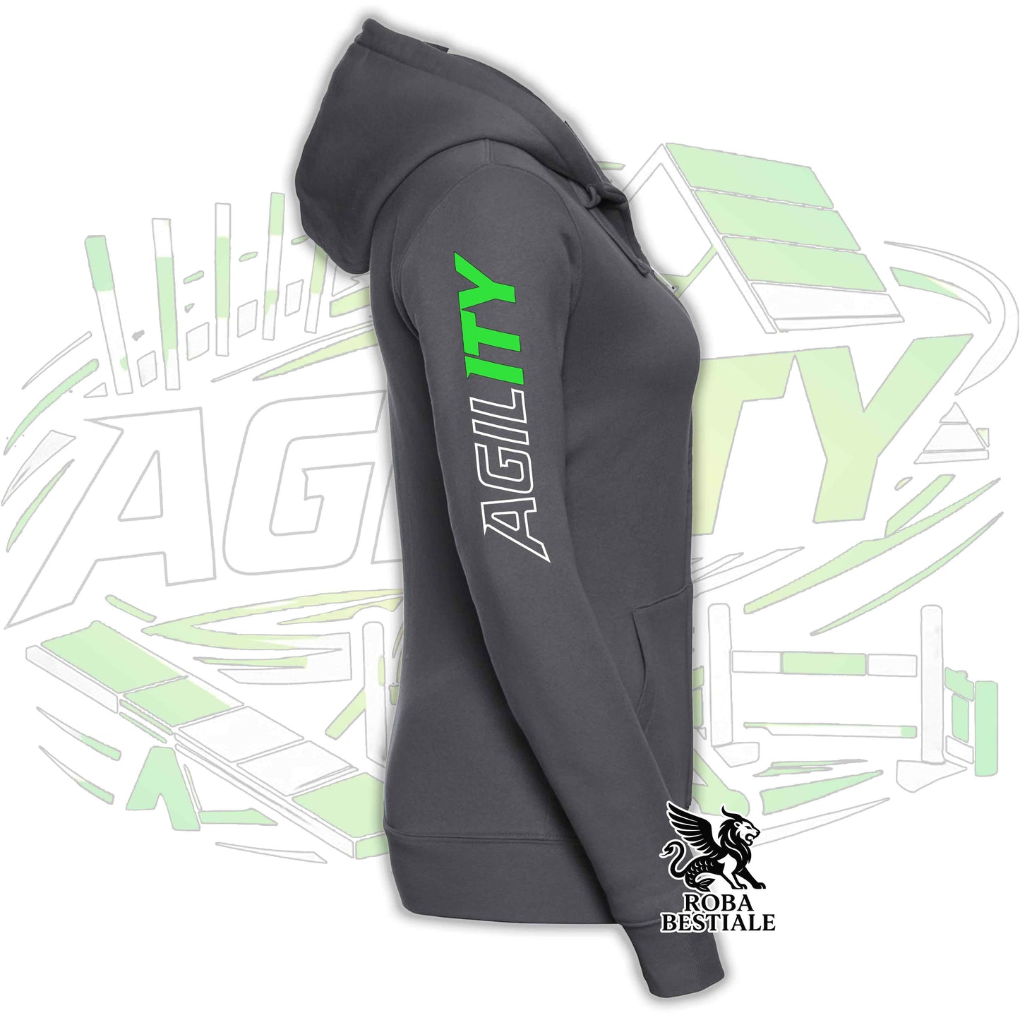 PURE AGILITY Hoodie - GREEN Print - Hooded and Full Zip, Men or Women, in many colors - from XS to 5XL