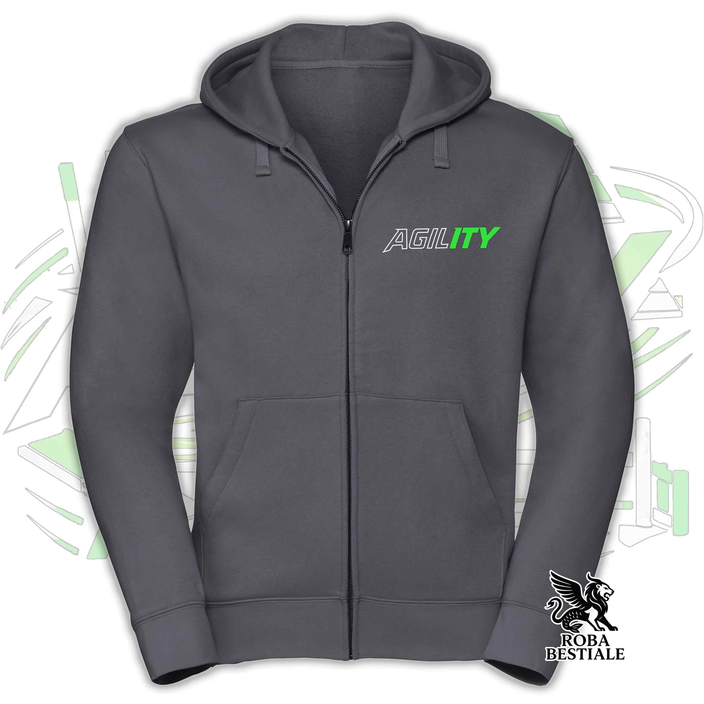 PURE AGILITY Hoodie - GREEN Print - Hooded and Full Zip, Men or Women, in many colors - from XS to 5XL
