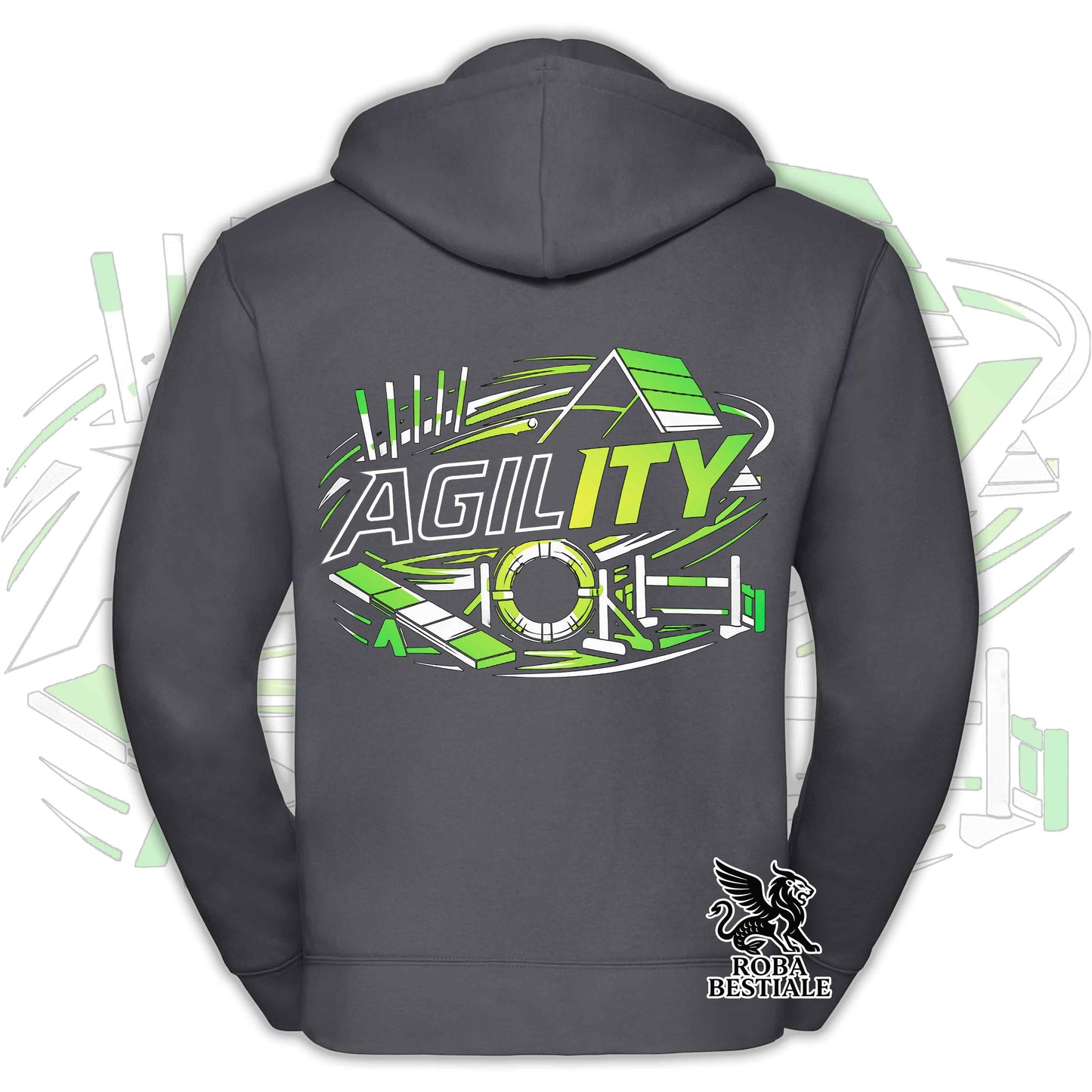 PURE AGILITY Hoodie - GREEN Print - Hooded and Full Zip, Men or Women, in many colors - from XS to 5XL