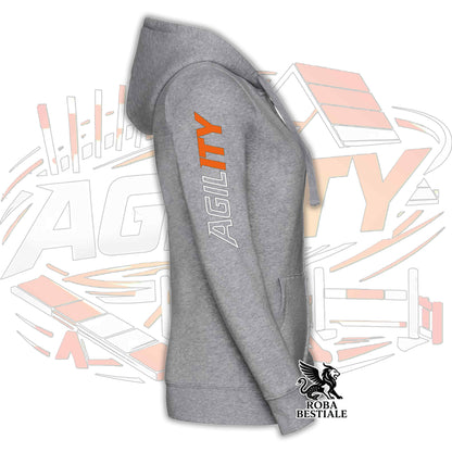 Felpa PURE AGILITY - Stampa ARANCIONE - Con Cappuccio e Full Zip, Uomo o Donna, in tanti colori - dalla XS alla 5XL