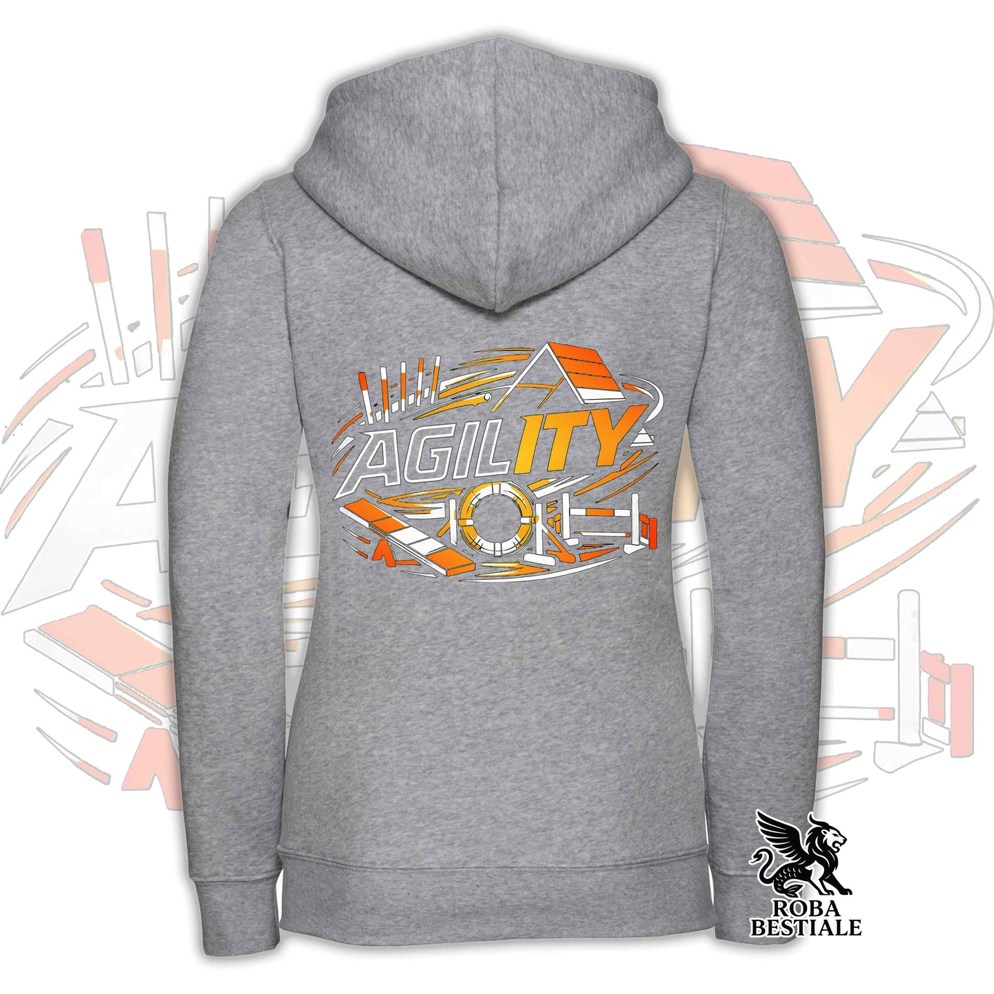 Felpa PURE AGILITY - Stampa ARANCIONE - Con Cappuccio e Full Zip, Uomo o Donna, in tanti colori - dalla XS alla 5XL