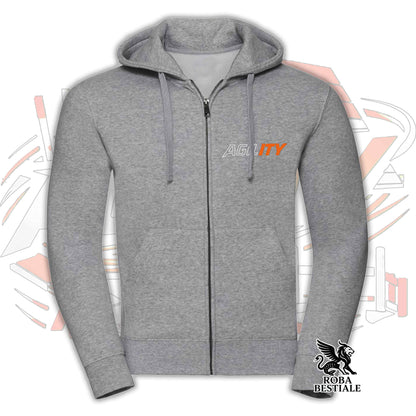 Felpa PURE AGILITY - Stampa ARANCIONE - Con Cappuccio e Full Zip, Uomo o Donna, in tanti colori - dalla XS alla 5XL