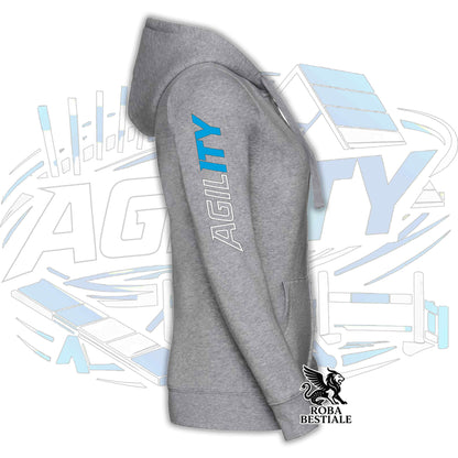 Felpa PURE AGILITY - Stampa BLUE - Con Cappuccio e Full Zip, Uomo o Donna, in tanti colori - dalla XS alla 5XL