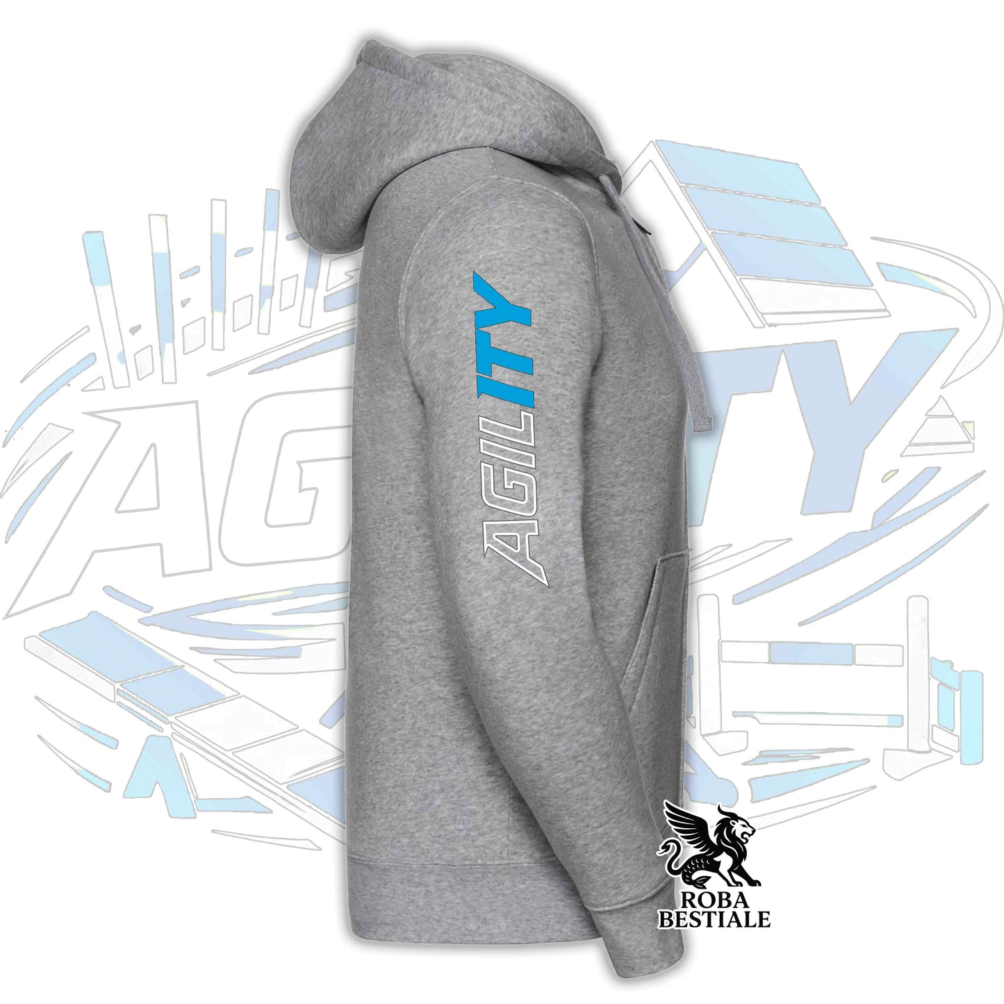 Felpa PURE AGILITY - Stampa BLUE - Con Cappuccio e Full Zip, Uomo o Donna, in tanti colori - dalla XS alla 5XL