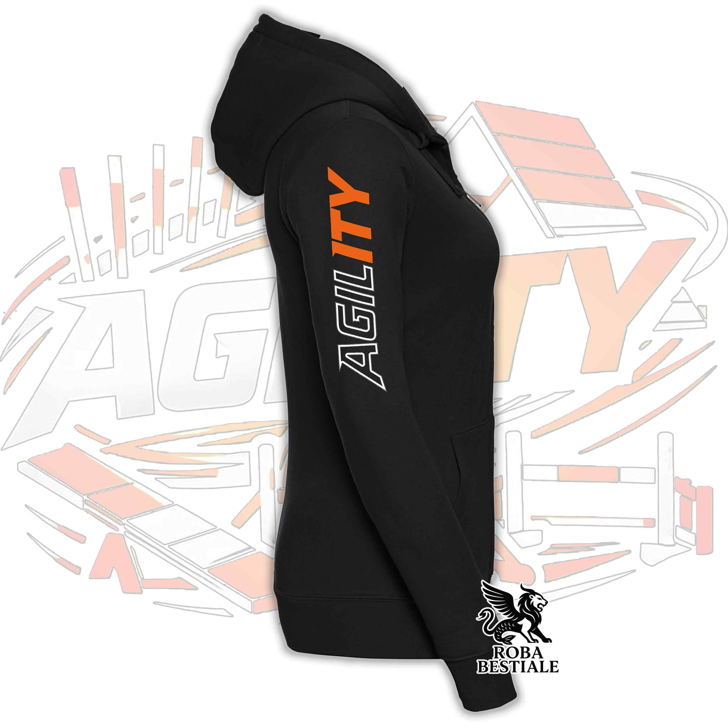 Felpa PURE AGILITY - Stampa ARANCIONE - Con Cappuccio e Full Zip, Uomo o Donna, in tanti colori - dalla XS alla 5XL