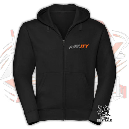 Felpa PURE AGILITY - Stampa ARANCIONE - Con Cappuccio e Full Zip, Uomo o Donna, in tanti colori - dalla XS alla 5XL