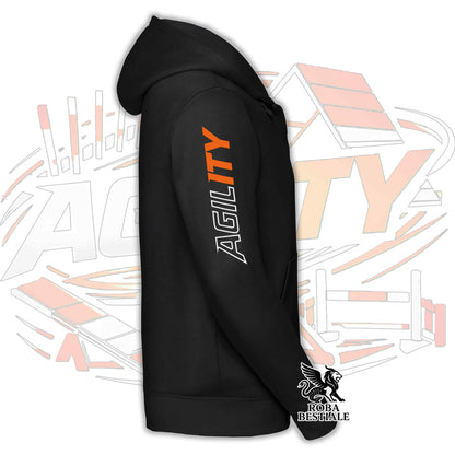 Felpa PURE AGILITY - Stampa ARANCIONE - Con Cappuccio e Full Zip, Uomo o Donna, in tanti colori - dalla XS alla 5XL